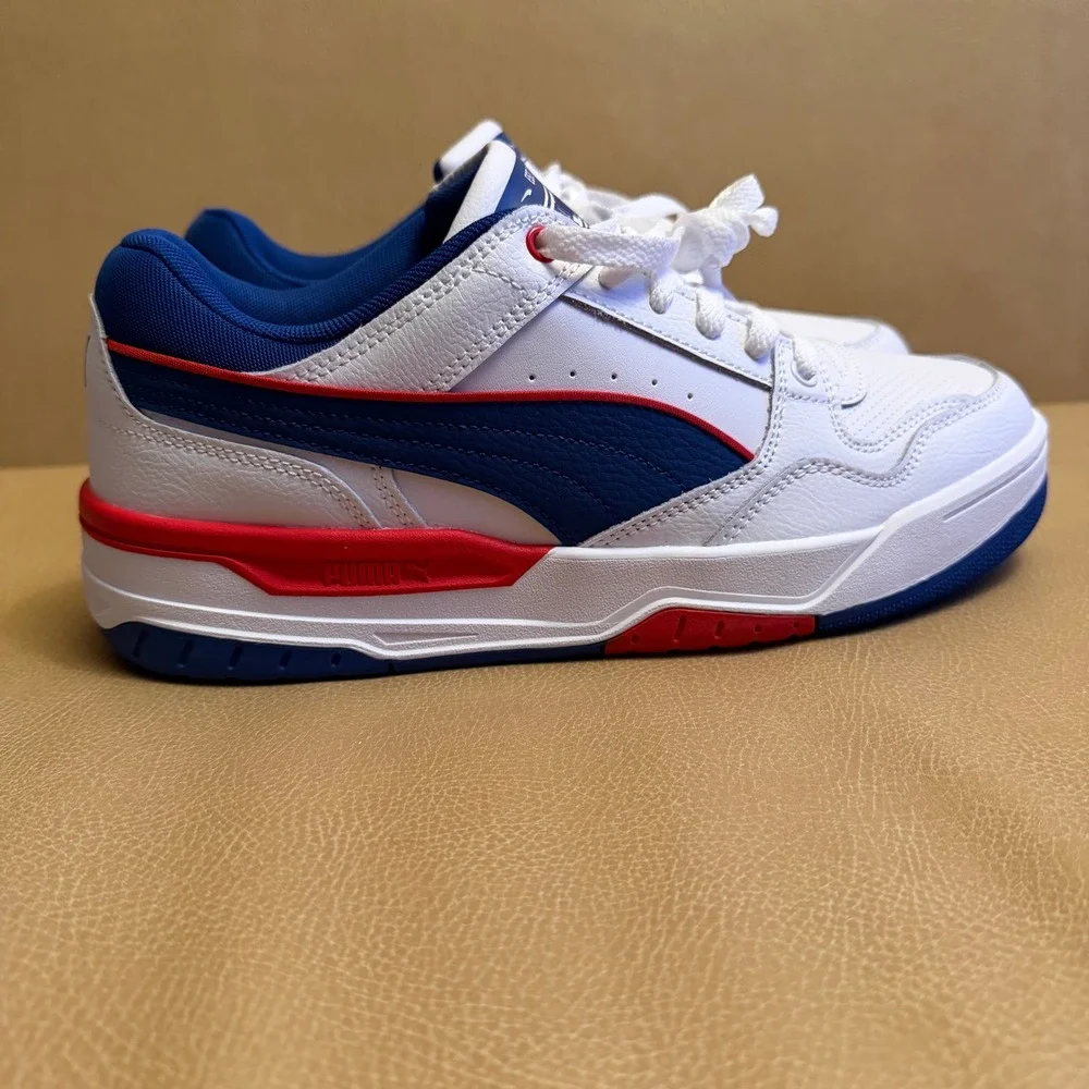 Puma Rebound Retro Mens White Blue Red Sneakers 400197-05 Size 9 - Picture 3 of 16